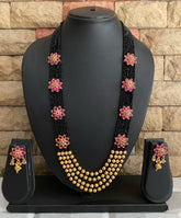 Designer Multi Layered Black Semi Precious Beaded Necklace Set By Gehna Shop Beads Jewellery